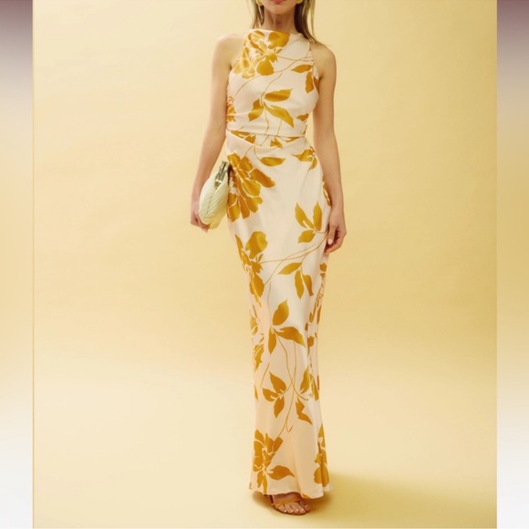 NWT Reformation Anaiis Silk Maxi Dress Size 0 - Maracuya - Picture 5 of 9